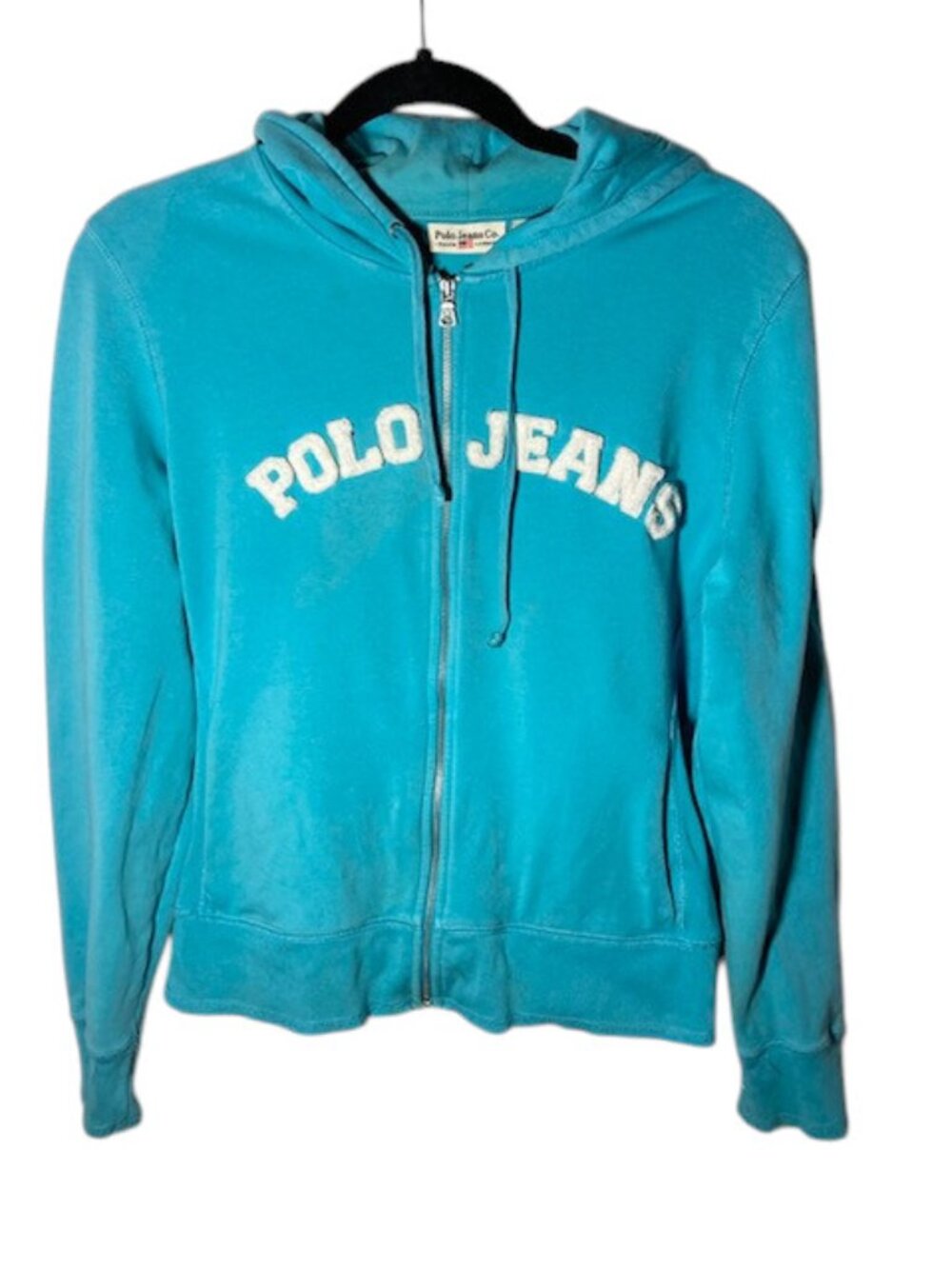 Ralph Lauren Polo Robin's Egg Blue Women's Hoodie Sweatshirt Large Full Zip 2005